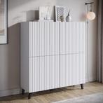 Meubella | Dressoir wit 120 cm | Latten op deuren kast, Huis en Inrichting, Kasten | Dressoirs, Verzenden, Nieuw, 25 tot 50 cm