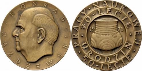 Konrad Jazdzewski Polen Bronze Medaille 1978 Archaeologie..., Timbres & Monnaies, Pièces & Médailles, Envoi