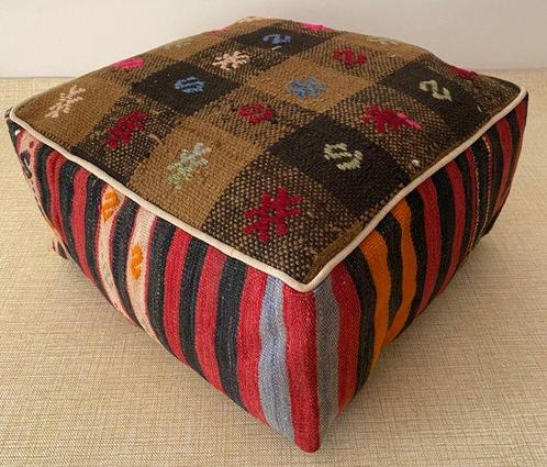 Kelim Poef - Kelim - 48 cm - 48 cm, Antiek en Kunst, Antiek | Tapijten, Tafelkleden en Textiel