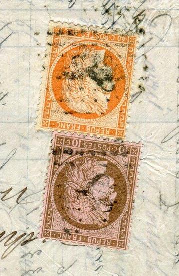 France 1876 - Superbe & Rare lettre en double port dAmiens
