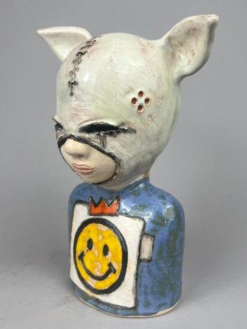Iwo Rynkiewicz (XX-XXI) - Sculpture, The smile - hand made -