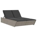 2-Persoons Ligbed Poly Rattan Grijs | Retour Deal | 76% K..., Verzenden, Nieuw, Rotan, Verstelbaar