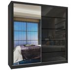 Kledingkast zwart glans 158 cm breed met spiegel en 2 lad..., Maison & Meubles, Armoires | Penderies & Garde-robes, Verzenden