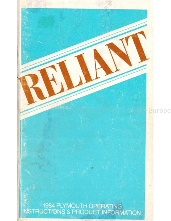 1984 PLYMOUTH RELIANT INSTRUCTIEBOEKJE ENGELS (US), Auto diversen, Handleidingen en Instructieboekjes