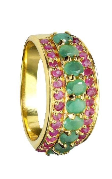 Zonder Minimumprijs - Ring Zilver Smaragd - Robijn - Art, Handtassen en Accessoires, Ringen