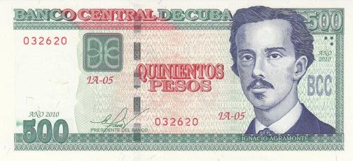 2010 Cuba P 131a 500 Pesos Unc, Timbres & Monnaies, Billets de banque | Europe | Billets non-euro, Envoi