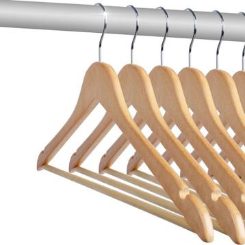 Jago® Kleerhangers - hout, broekrail en lusseninkepingen, ha beschikbaar voor biedingen