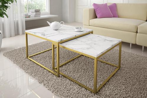 Salontafel Seville wit marmer goud set van 2, Maison & Meubles, Tables | Tables de salon, Envoi
