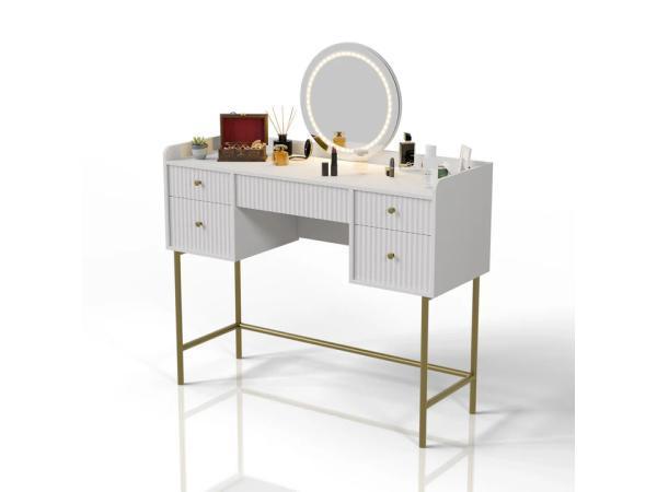 Veiling - Kaptafel Samira - Incl. Spiegel en LED - Wit, Maison & Meubles, Tables | Coiffeuses