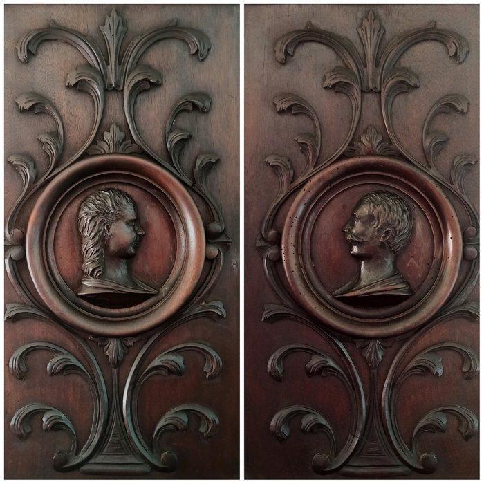 Casa Savoia: Umberto I e consorte - Paneel - Hout - Ante -, Antiek en Kunst, Curiosa en Brocante