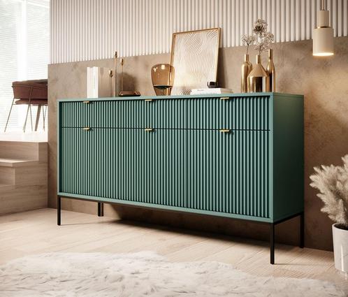Dressoir groen 154x39x83 cm goud hotel chique, Huis en Inrichting, Kasten | Dressoirs, 25 tot 50 cm, Nieuw, 150 tot 200 cm, Verzenden