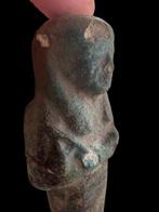 Oud-Egyptisch Faience Shabti met blauwe glazuur en, Verzamelen, Mineralen en Fossielen