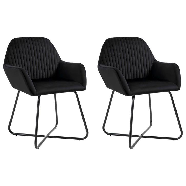 Zwarte Fluweel Eetkamerstoelen (2) - | Tweede Kansje, Huis en Inrichting, Stoelen, Zwart, Twee, Nieuw, Verzenden