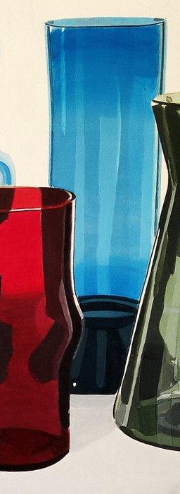Antonio Perotti - Still Life Vasi in vetro, Antiek en Kunst, Kunst | Schilderijen | Modern
