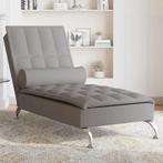 vidaXL Massage chaise longue met bolster stof taupe, Verzenden