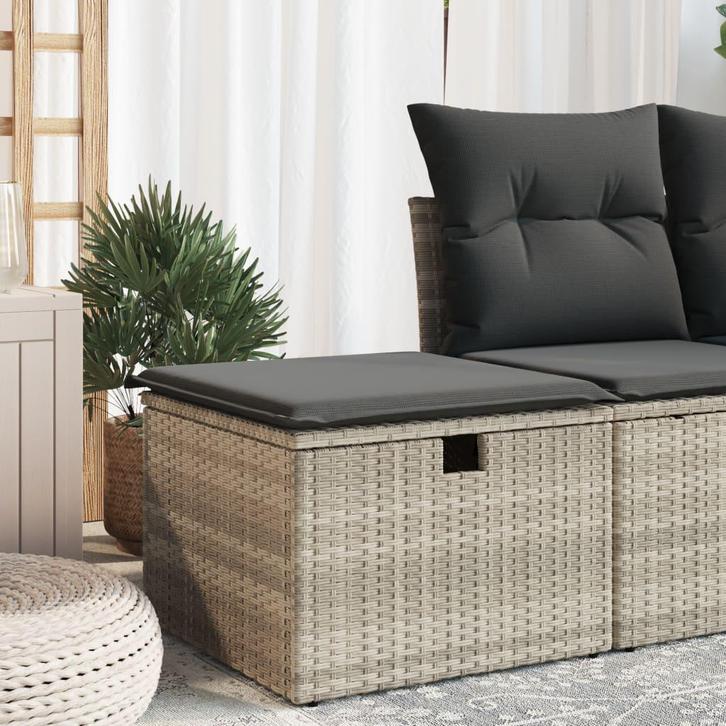 vidaXL Tuinkruk met kussen 55x55x37 cm poly rattan, Tuin en Terras, Tuinsets en Loungesets, Nieuw, Verzenden