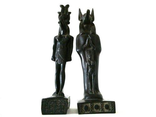 Handvervaardigd - Statue, 2 Egyptische beelden van Anubis, Antiek en Kunst, Antiek | Keramiek en Aardewerk