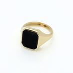 Ring - 14 karaat Geel goud Onyx - Zegelring, Handtassen en Accessoires, Ringen, Nieuw
