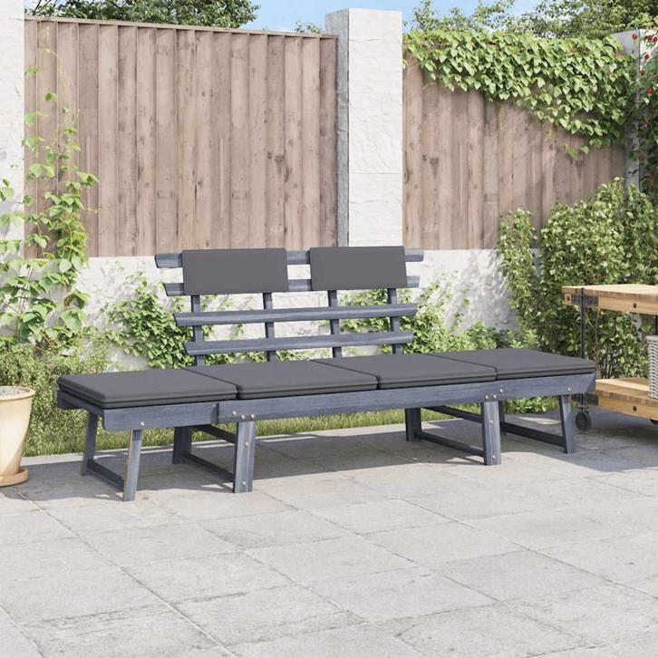 vidaXL Tuinbank met kussens 2-in-1 190 cm massief acaciahout, Tuin en Terras, Tuinsets en Loungesets, Nieuw, Verzenden