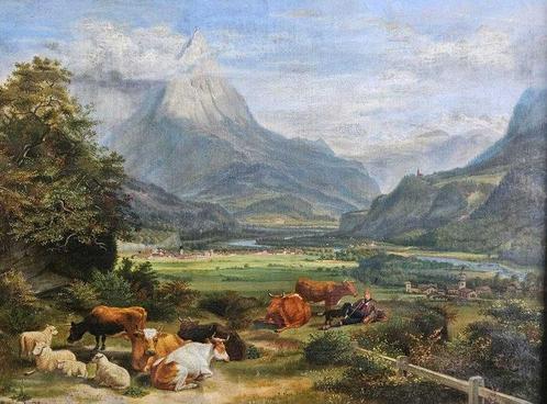 Escuela de Barbizon (XIX) - NO RESERVE - Le repos de prince, Antiek en Kunst, Kunst | Schilderijen | Klassiek