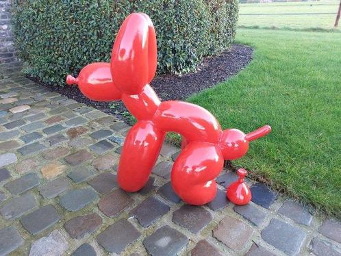 Beeld, Extra large sculpture balloon dog red pooping - 80 cm, Antiek en Kunst, Curiosa en Brocante