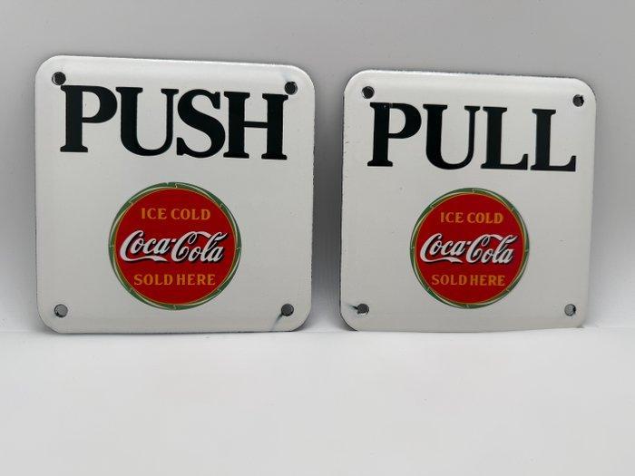 Coca-Cola - Plaques de porte Coca-Cola PUSH PULL - Enseigne, Antiek en Kunst, Antiek | Wandborden en Tegels