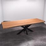 Boomstamtafel, Eettafel 300x112 massief hardhout, metaalpoot, 200 cm of meer, Nieuw, Robuust Modern, 100 tot 150 cm
