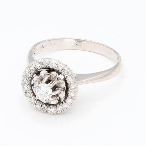 Bague - 18 carats Or blanc Diamant (Naturelle), Handtassen en Accessoires, Ringen