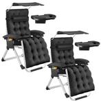 tectake Ligstoel Cloud II met zonnekap, opvouwbaar - zwart,, Tuin en Terras, Verzenden, Nieuw