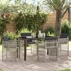 vidaXL 5-delige tuinset met kussens in lichtgrijs poly, Tuin en Terras, Tuintafels, Verzenden, Nieuw
