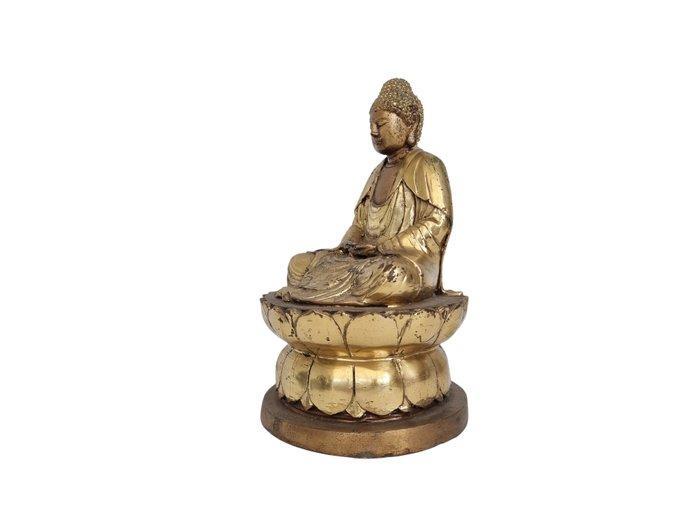 Beeld, Antique buddha - 21 cm - Brons, Antiek en Kunst, Curiosa en Brocante