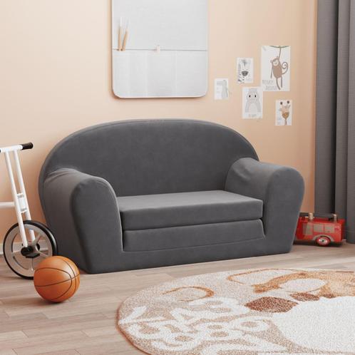 vidaXL Kinderslaapbank 2-zits zacht pluche antracietkleurig, Kinderen en Baby's, Kinderkamer | Overige Meubels, Nieuw, Verzenden