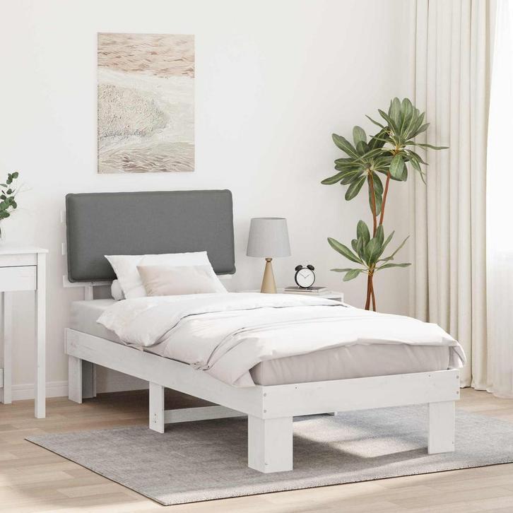 vidaXL Bedframe met Gevoerde Hoofdbord Lichtgrijs 80 x 200, Huis en Inrichting, Slaapkamer | Bedden, Nieuw, Verzenden