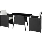 tectake Wicker zitgroep Lausanne 2+1 - zwart, Tuin en Terras, Tuinsets en Loungesets, Verzenden, Nieuw