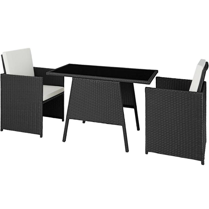 tectake Wicker zitgroep Lausanne 2+1 - zwart, Tuin en Terras, Tuinsets en Loungesets, Verzenden