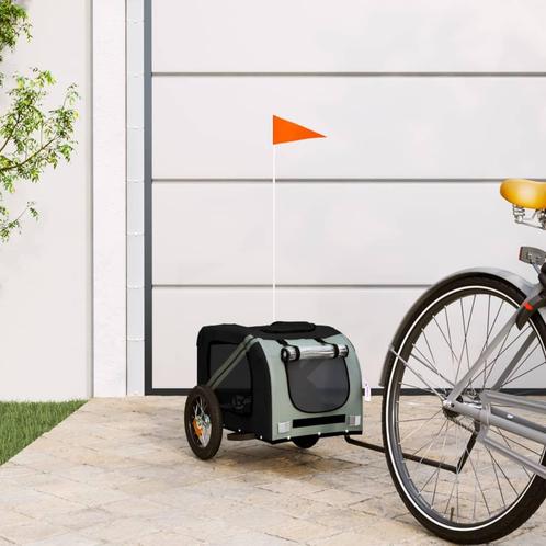 vidaXL Hondenfietstrailer oxford stof en ijzer grijs en, Dieren en Toebehoren, Overige Dieren-accessoires, Nieuw, Verzenden