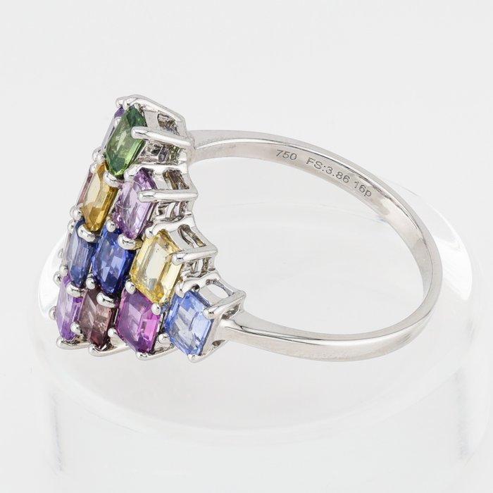 Ring - 18 karaat Witgoud - 3.86ct. tw. Saffier - GFCO, Handtassen en Accessoires, Ringen