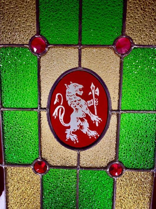 Antiek Glas-in-loodraam - 1920-1930 - 55x39cm, Antiek en Kunst, Curiosa en Brocante