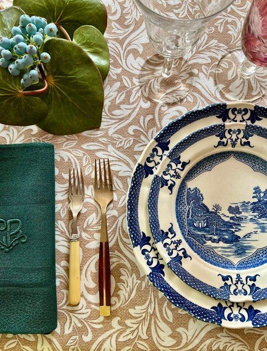 Geprint tafelkleed met acanthusbladeren voor grote tafels,, Antiek en Kunst, Curiosa en Brocante