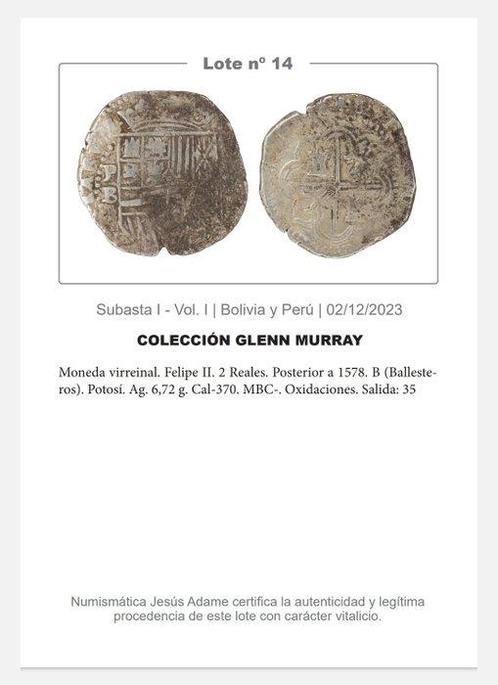Espagne. Philippe II. 2 Reales. Posterior a 1578. B, Postzegels en Munten, Munten | Europa | Niet-Euromunten