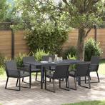 vidaXL Tuin Eettafel Set 7 pcs Antraciet poly rattan, Tuin en Terras, Verzenden, Nieuw