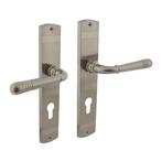 Deurklink Helena op schild profielcilindergat 55mm nikkel..., Ophalen of Verzenden, Nieuw, Koper of Messing, Klink of Kruk