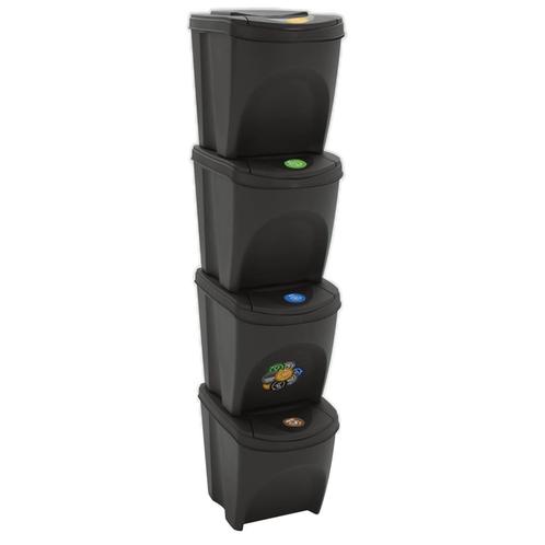 vidaXL Vuilnisbakken 4 st stapelbaar 100 L polypropeen grijs, Huis en Inrichting, Woonaccessoires | Prullenbakken, Nieuw, Verzenden