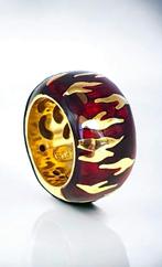 SOHO - Ring Prachtige vintage rood emaille, 18K gouden ring