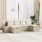 vidaXL 6-delige tuinset met kussens in beige poly rattan, Tuin en Terras, Tuinsets en Loungesets, Verzenden, Nieuw