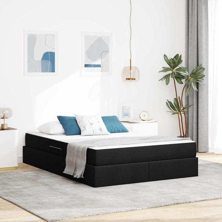vidaXL Opbergbed met matras met matras Zwart 140 x 190 cm, Maison & Meubles, Chambre à coucher | Lits, Envoi