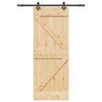vidaXL Schuifdeur met beslag 80x210 cm massief grenenhout, Doe-het-zelf en Bouw, Deuren en Vliegenramen, Verzenden, Nieuw