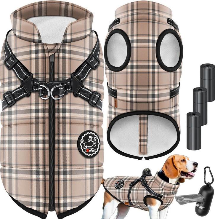 LOVPET® Hondenjas Hondenvacht met Harnas Waterafstotend, inc, Dieren en Toebehoren, Overige Dieren-accessoires, Verzenden