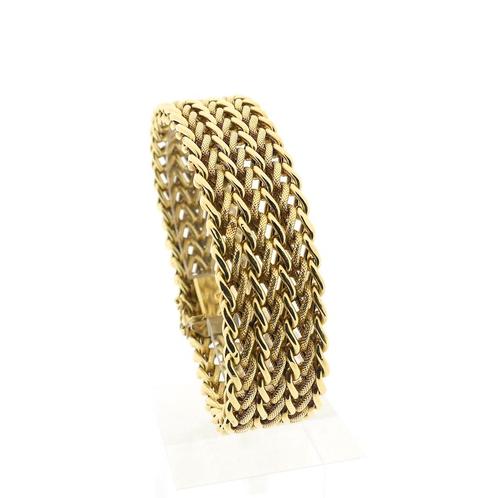 Gouden brede schakel armband | 19 cm (unisex armband), Handtassen en Accessoires, Armbanden, Overige kleuren, Gebruikt, Goud, Ophalen of Verzenden