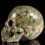 Sculpture de crâne en pyrite dorée — gravure extrêmement, Antiquités & Art